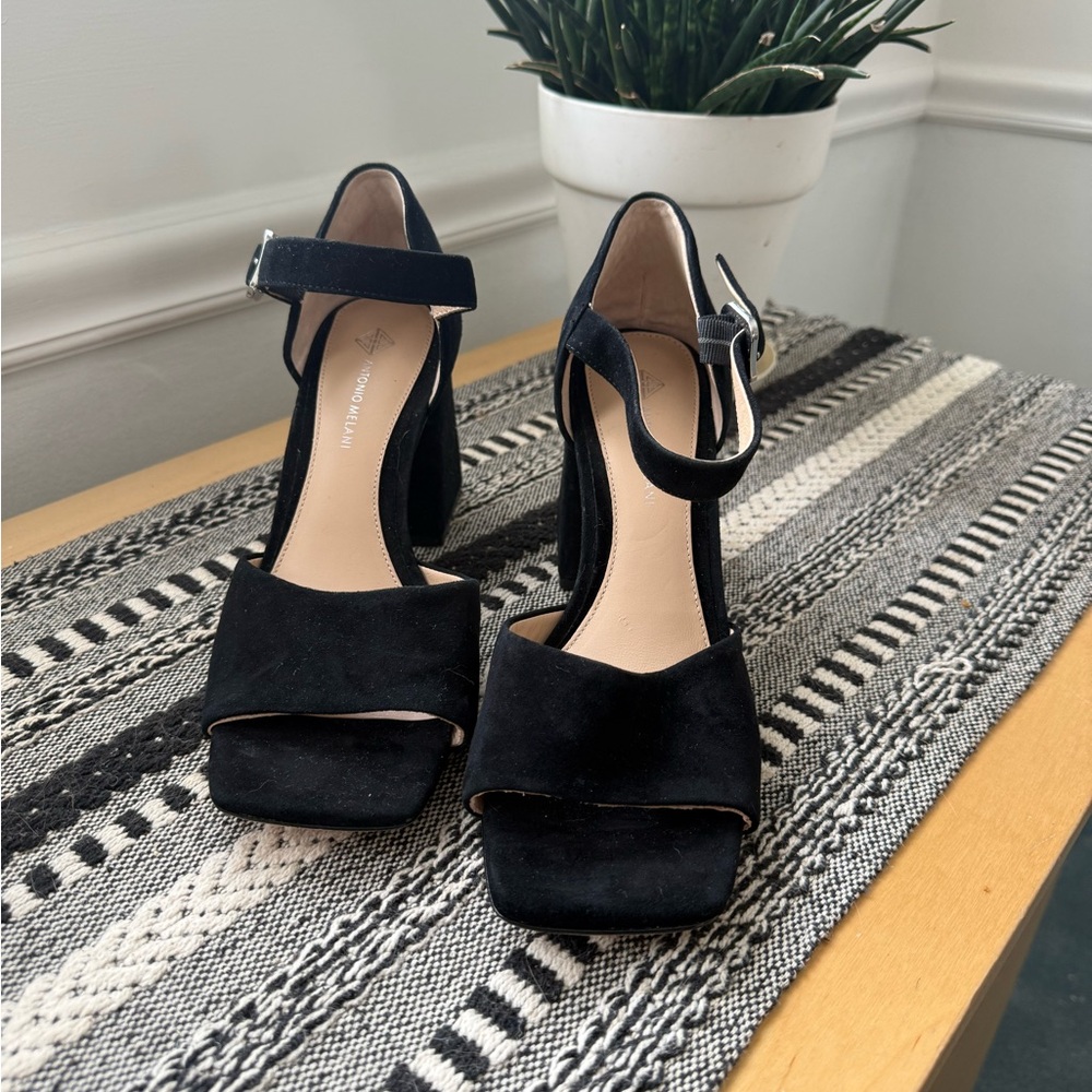 ANTONIO MELANI Black Suede Heels Size 10